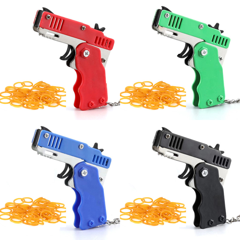 Outdoor Adventure Games - Mini Keychain Rubber Band Gun Toy