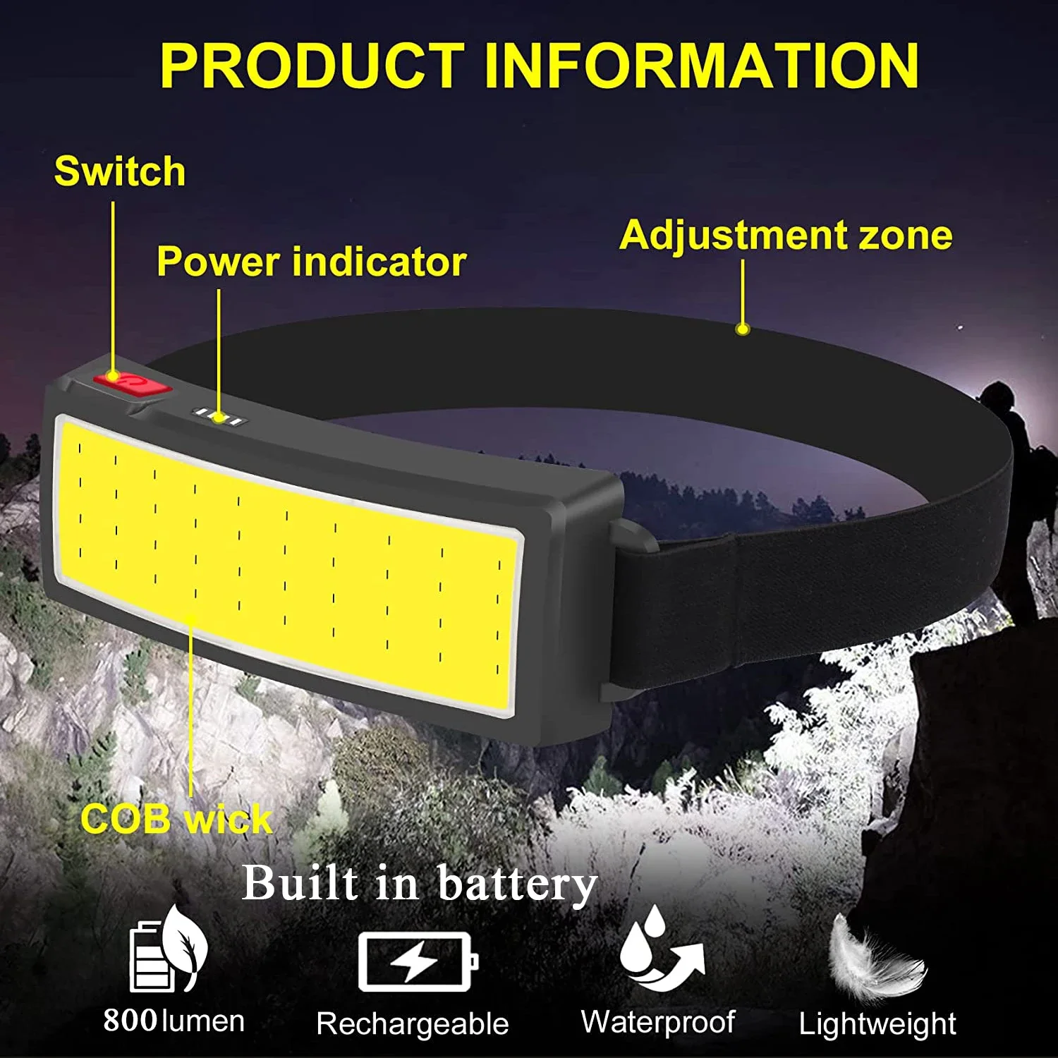 COB Portable LED Headlights Ou - Outdoor Adventure Trips ulasan dan harga