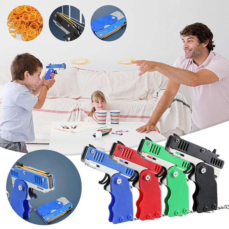 Mini Keychain Rubber Band Gun  - Outdoor Adventure Games ulasan dan harga