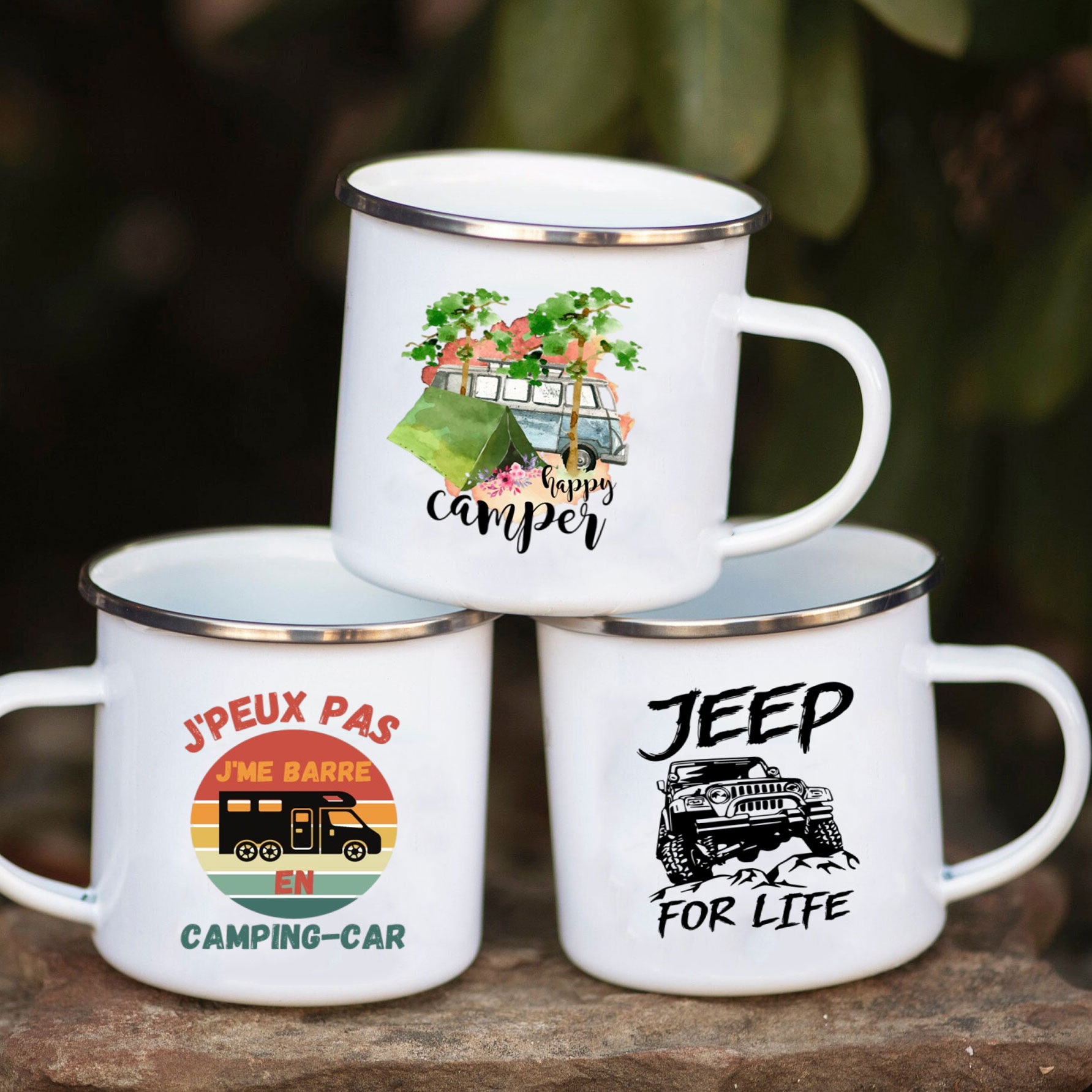 Camping Car Enamel Mug Adventu - Outdoor Adventure And Travel ulasan dan harga